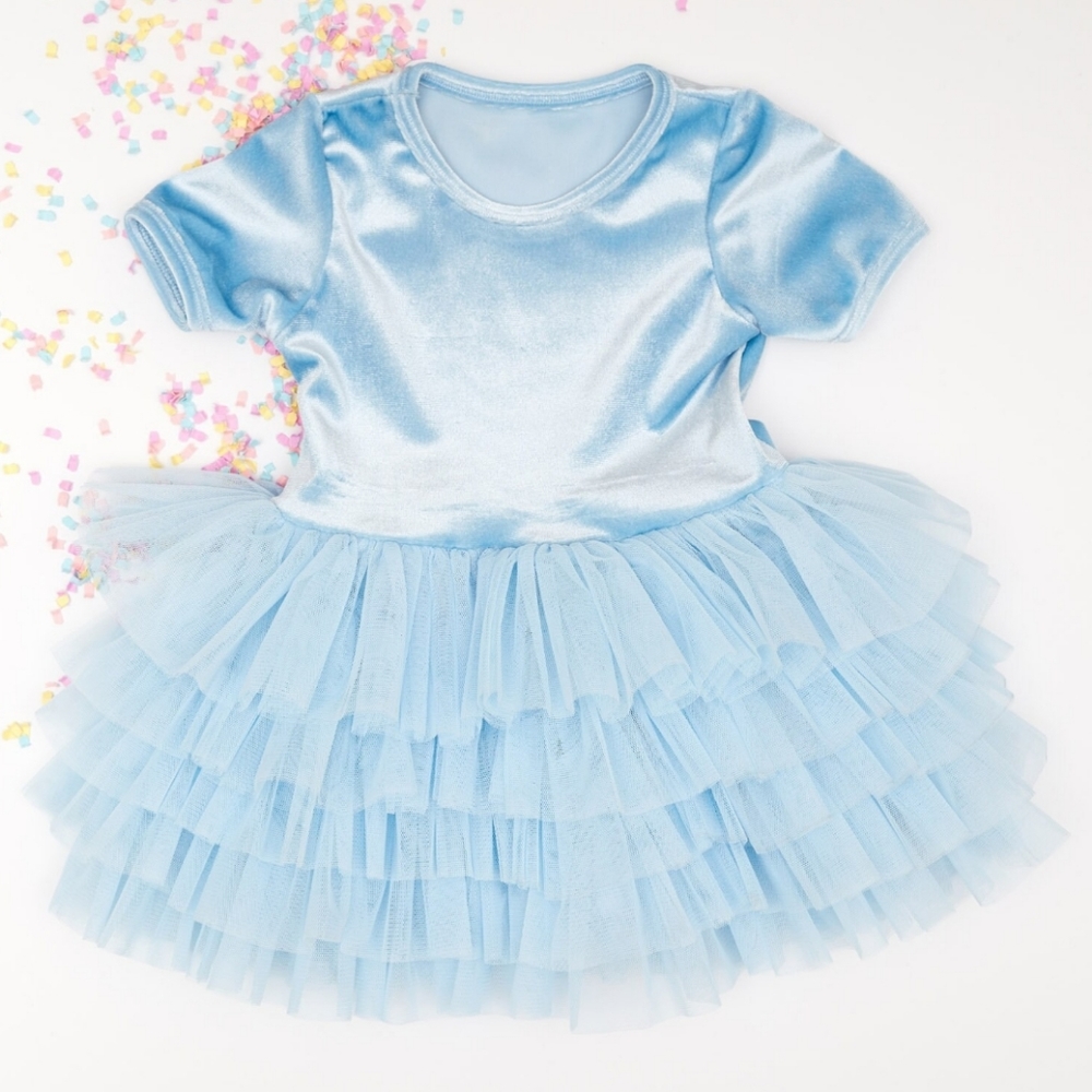 Baby Girl Blue Tutu, Party, Birthday, Princess, Tulle, Velvet, Dress